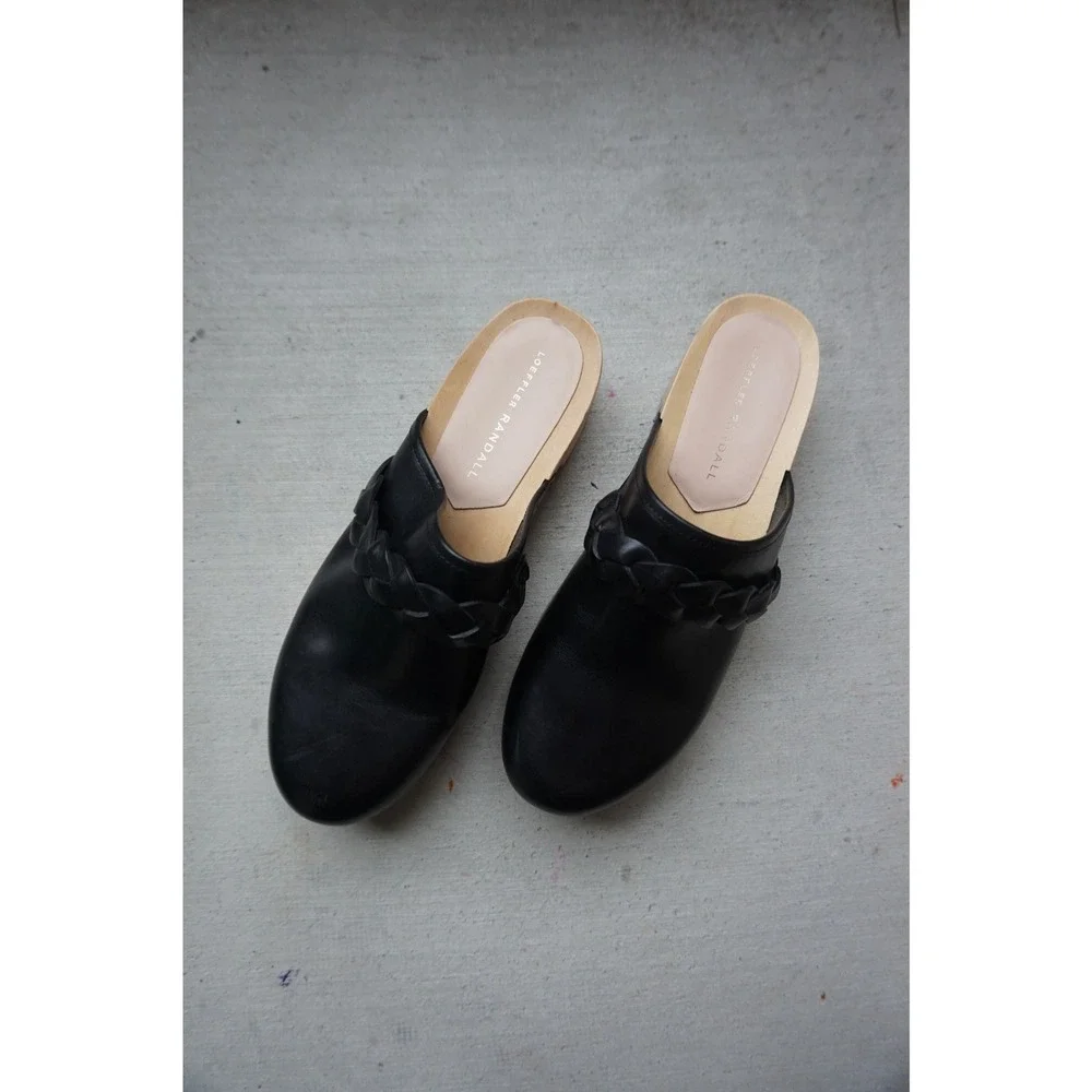 Loeffler Randall Polina Black Leather Braided‎ Slide Clogs Mules\Size 7.5 - Picture 2 of 8
